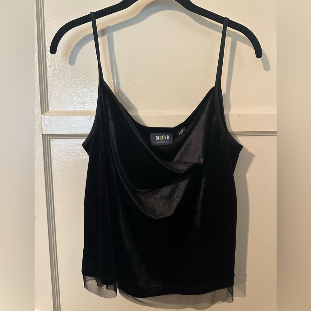 Anthropologie Maeve Black Velvet Camisole